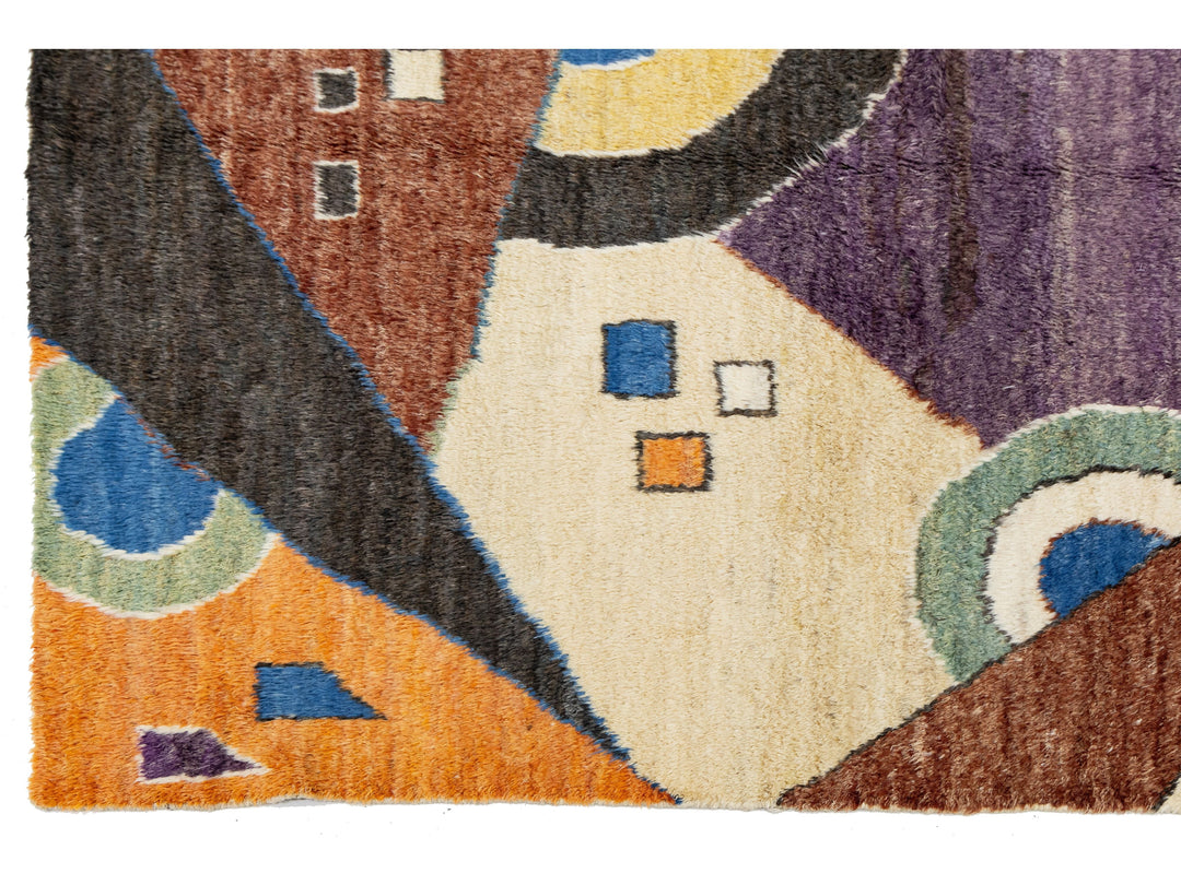 Modern Art Deco Moroccan Wool Rug 9 X 12