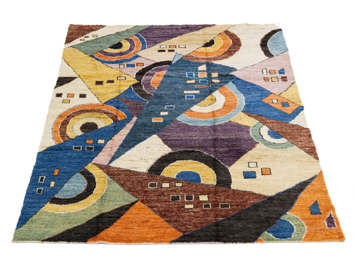 Modern Art Deco Moroccan Wool Rug 9 X 12