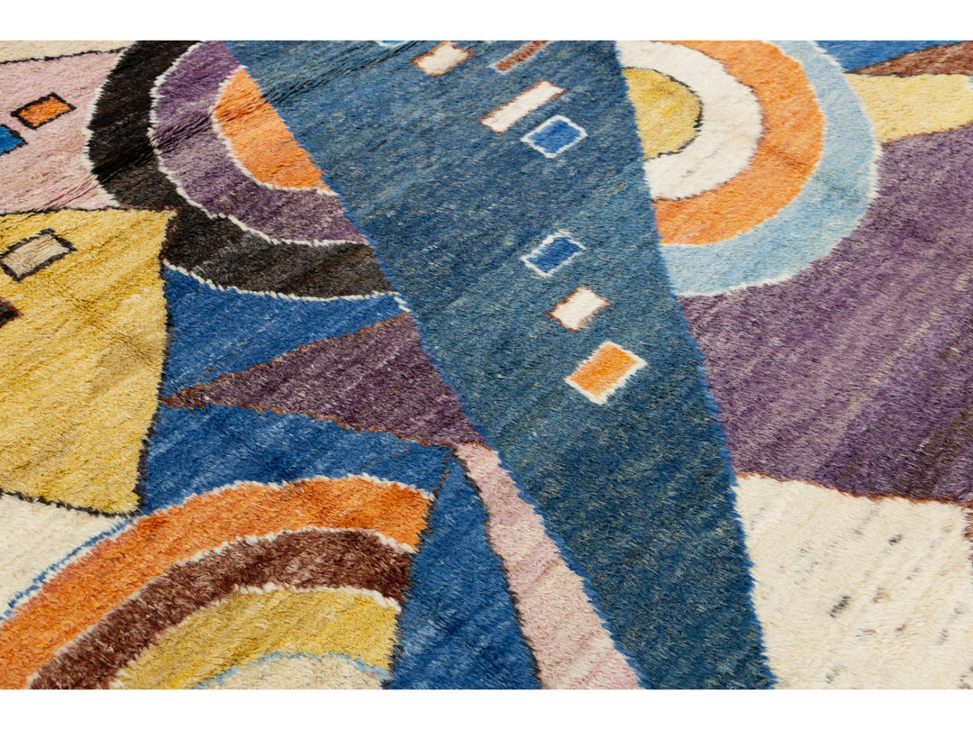 Modern Art Deco Moroccan Wool Rug 9 X 12