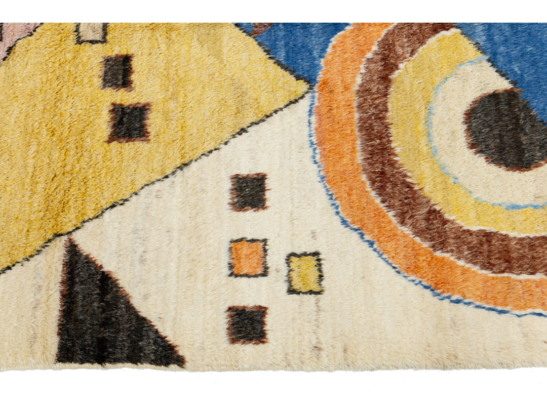 Modern Art Deco Moroccan Wool Rug 9 X 12