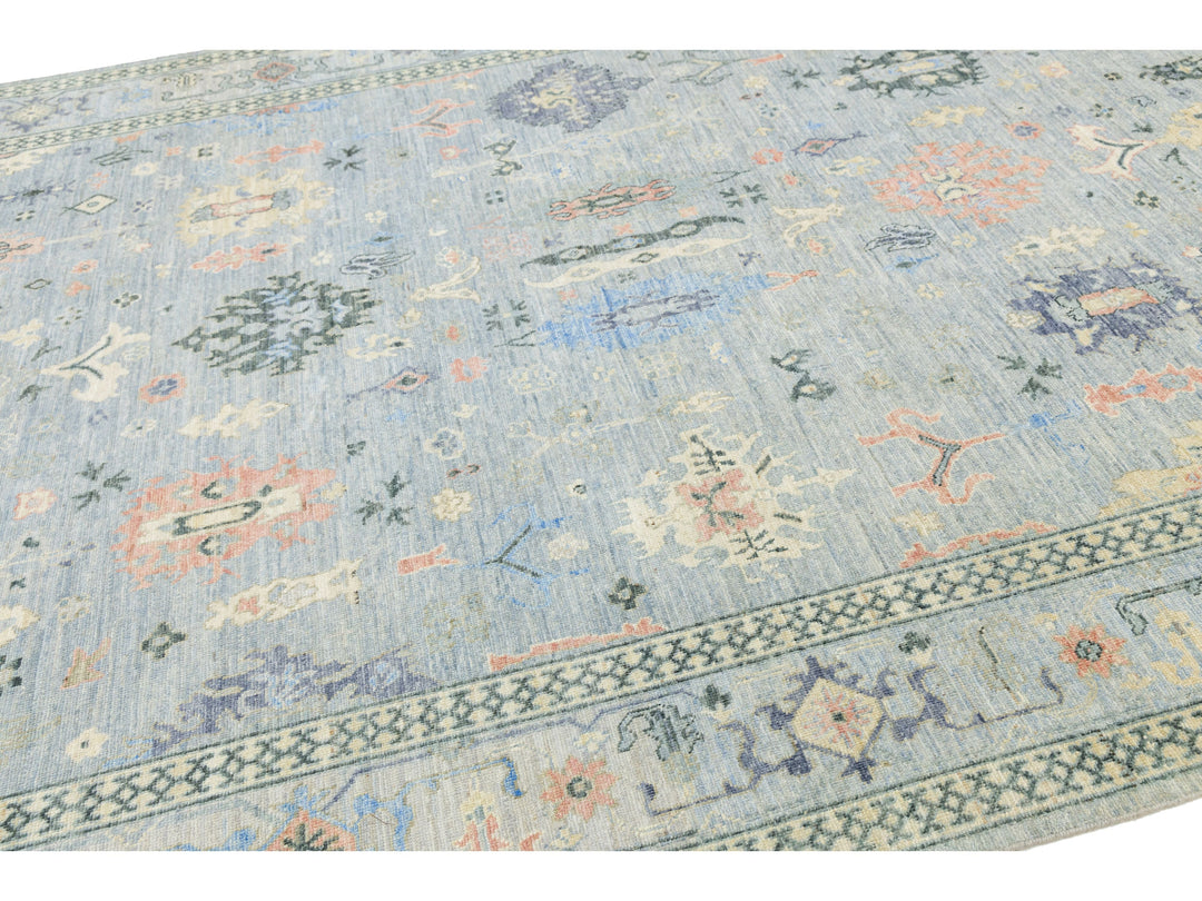 Modern Oushak Wool Rug 9 X 12