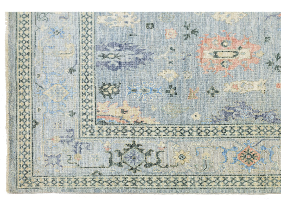Modern Oushak Wool Rug 9 X 12