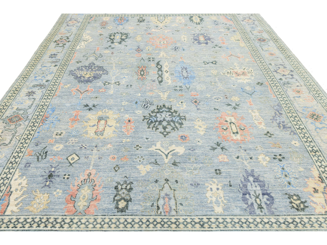 Modern Oushak Wool Rug 9 X 12