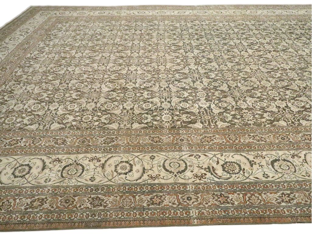 Antique Tabriz Wool Rug 13 X 23