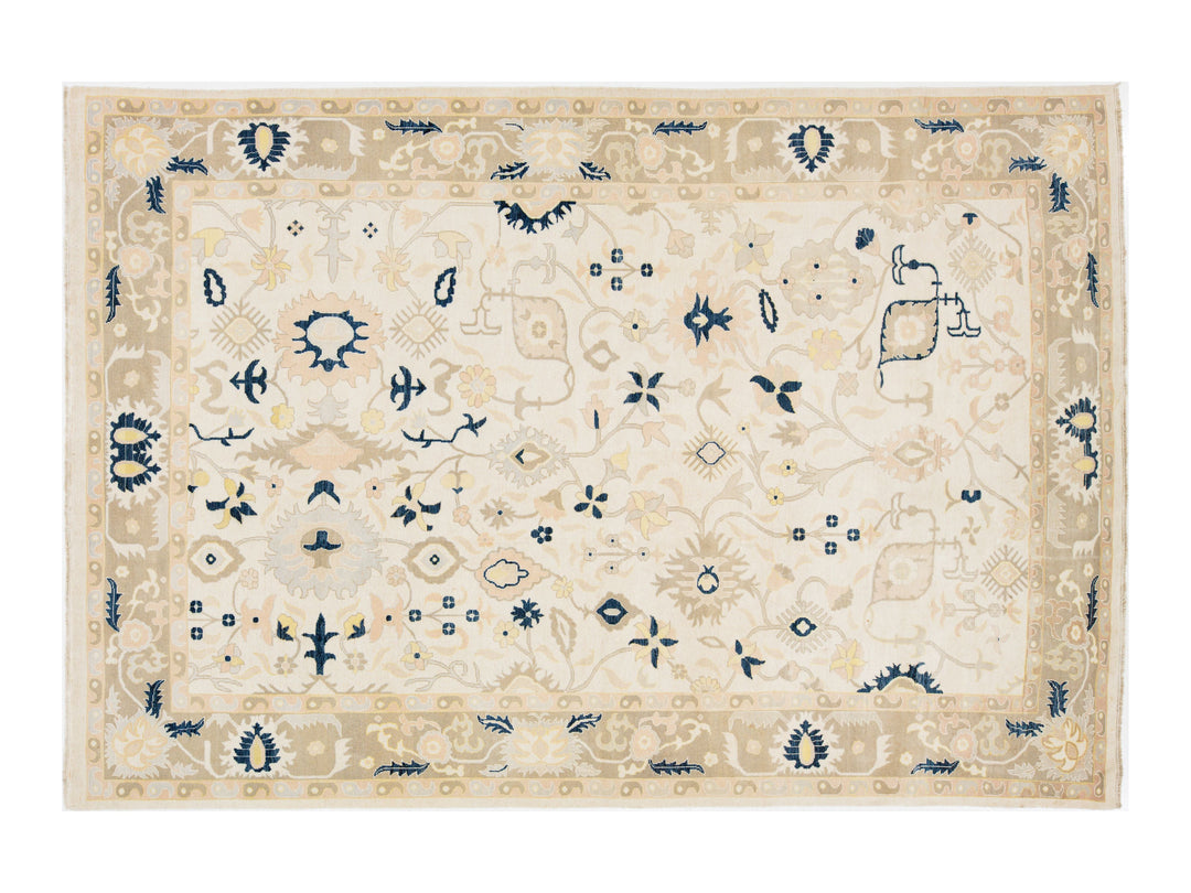Modern Oushak Wool Rug 9 X 13