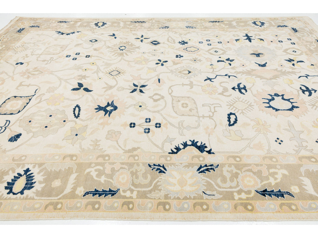 Modern Oushak Wool Rug 9 X 13