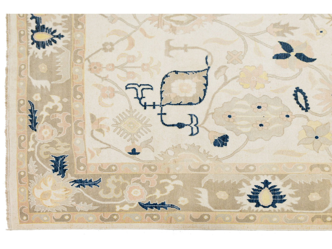 Modern Oushak Wool Rug 9 X 13