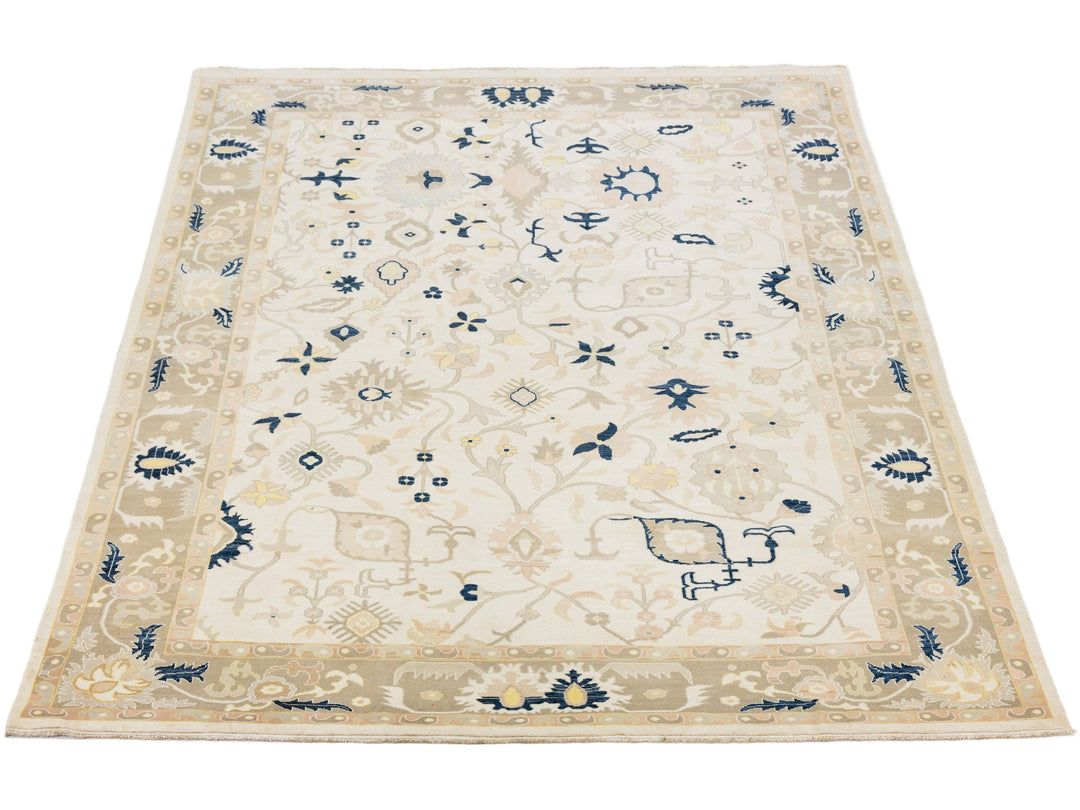 Modern Oushak Wool Rug 9 X 13