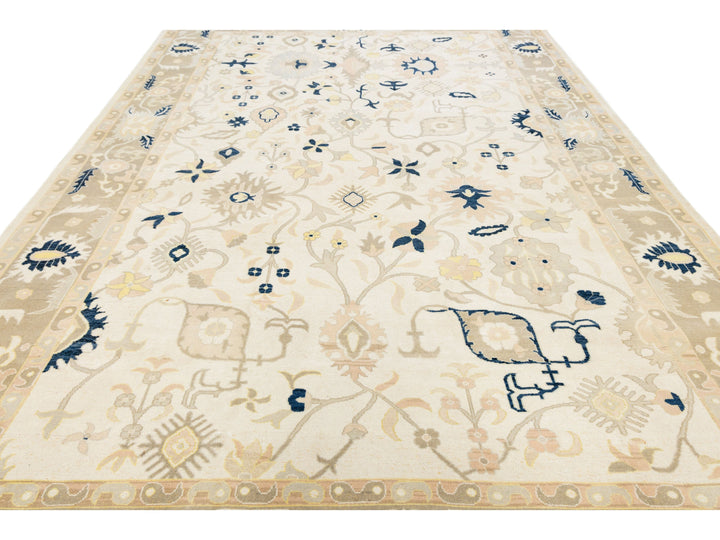 Modern Oushak Wool Rug 9 X 13
