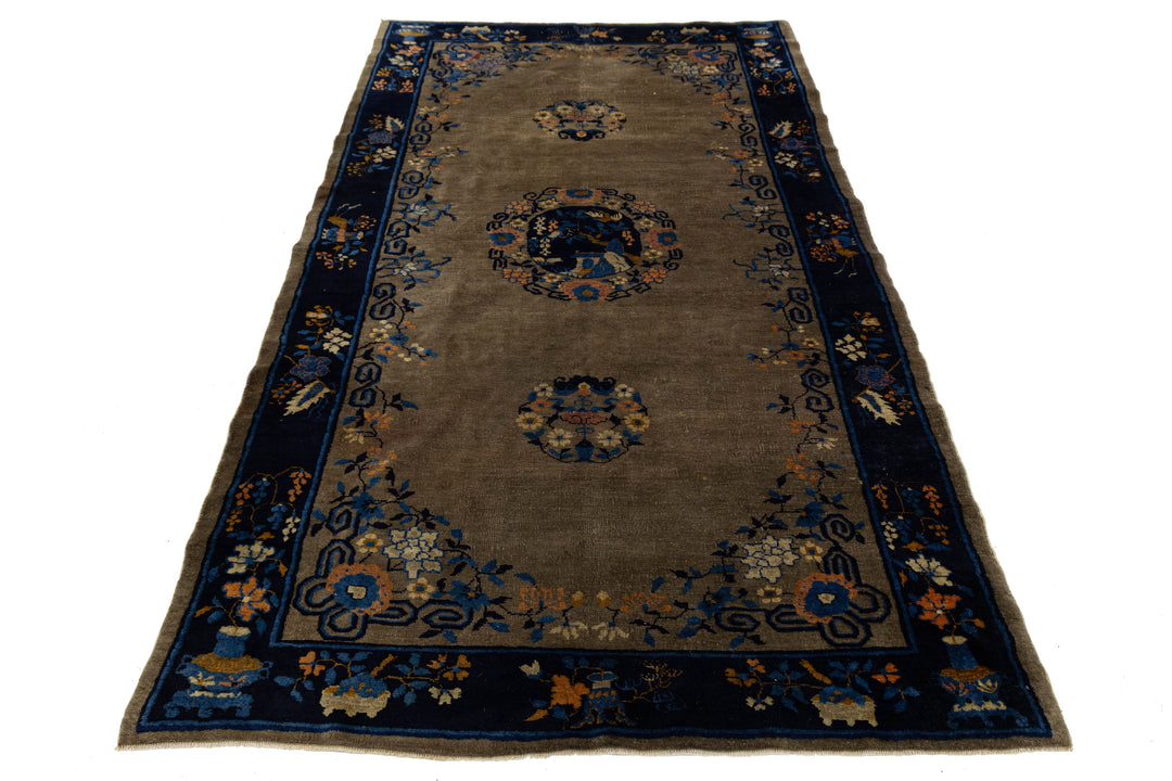 Antique Chinese Art Deco Rug  5 X 10