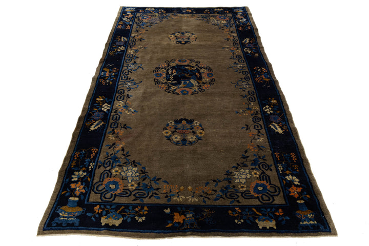 Antique Chinese Art Deco Rug  5 X 10