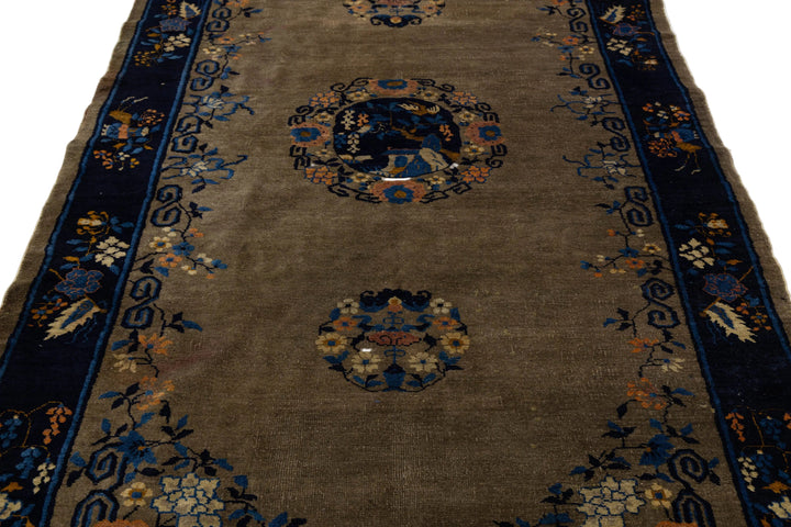 Antique Chinese Art Deco Rug  5 X 10