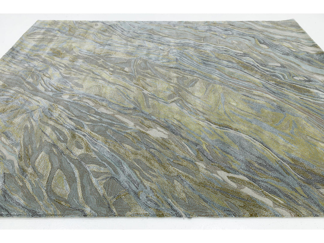Modern Wool and Silk Rug 8 X 10