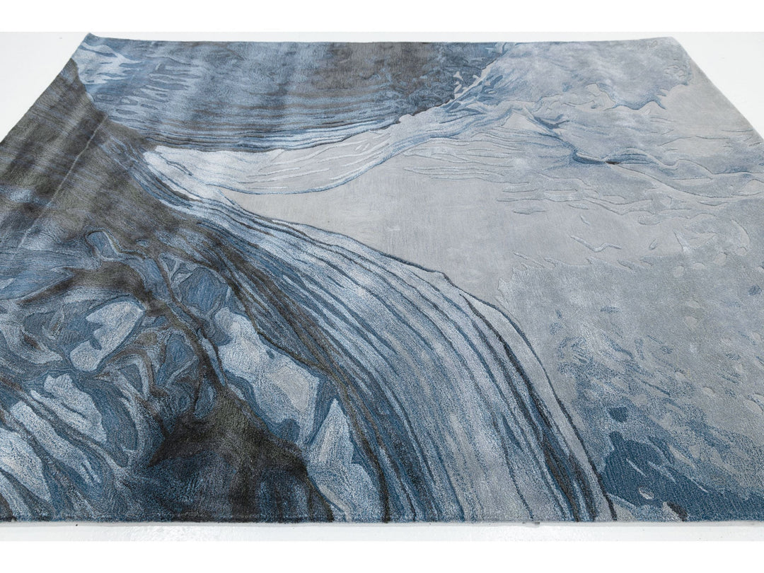 Modern Wool and Silk Rug 8 X 10
