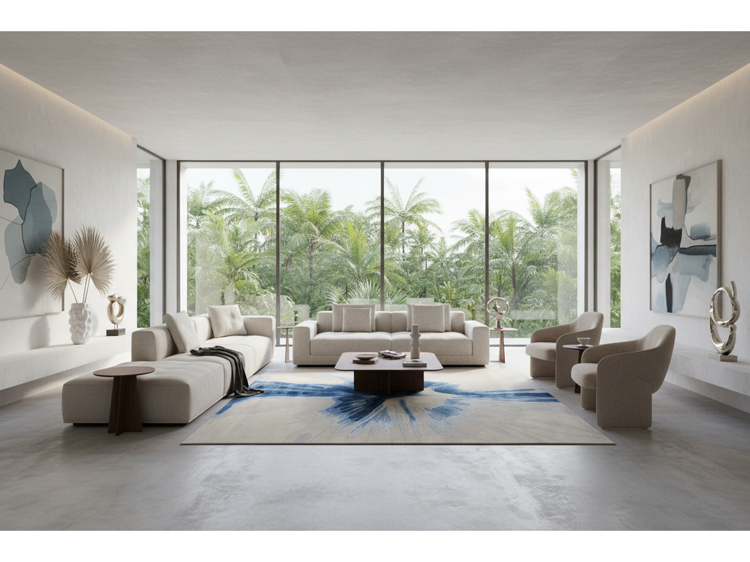 Modern Wool and Silk Rug 8 X 10