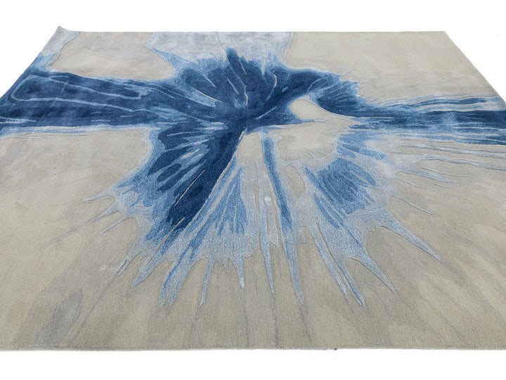 Modern Wool and Silk Rug 8 X 10