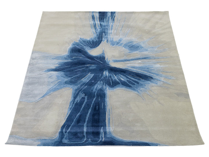 Modern Wool and Silk Rug 8 X 10