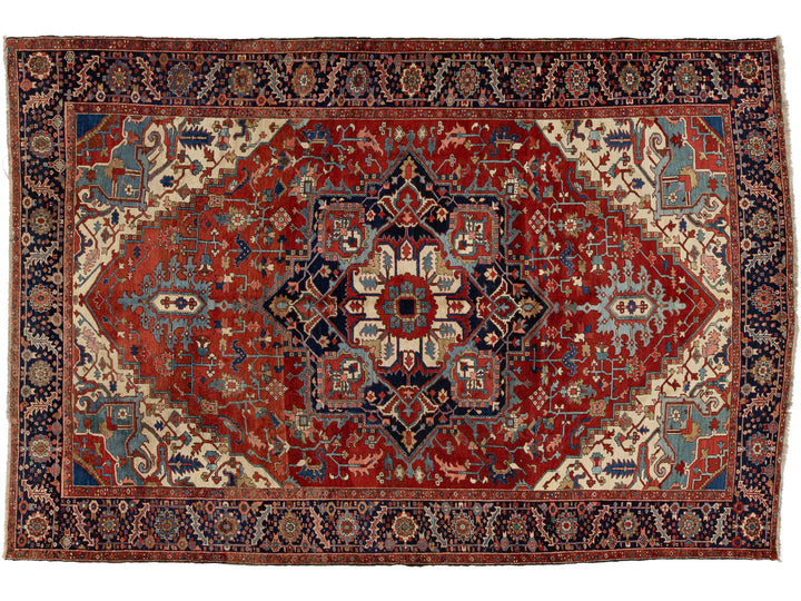 Antique Persian Serapi Wool Rug 9 X 14