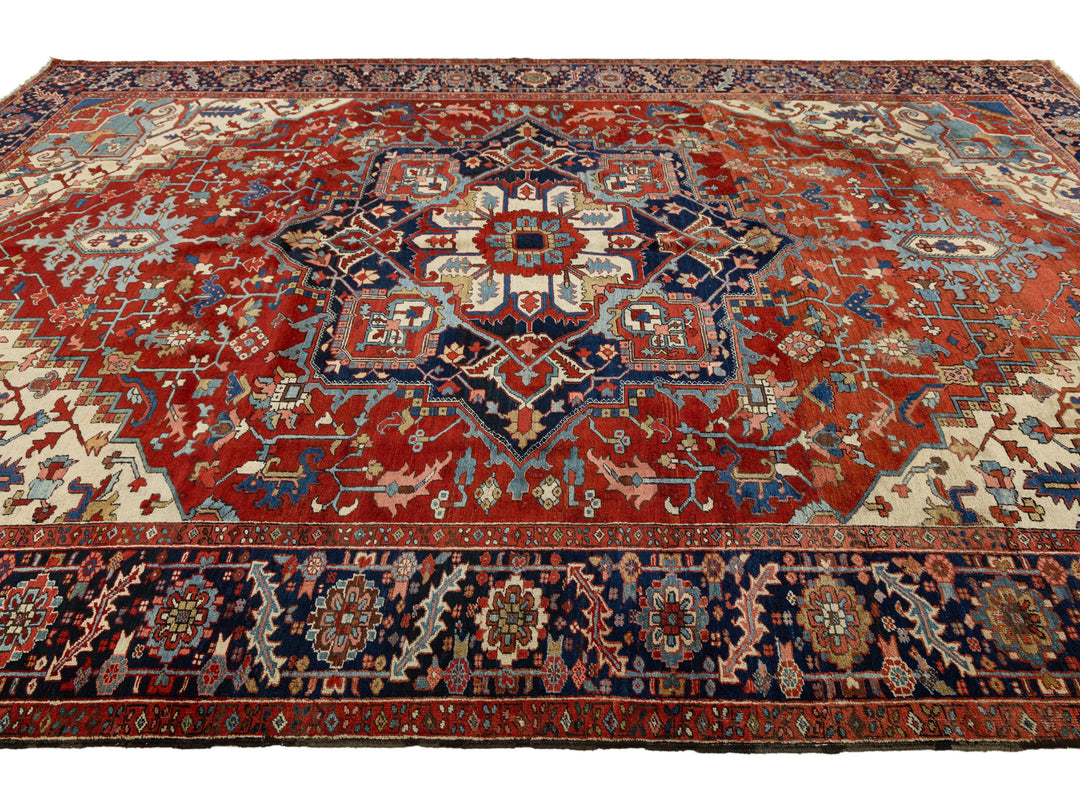 Antique Persian Serapi Wool Rug 9 X 14