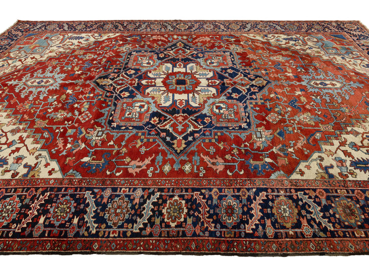 Antique Persian Serapi Wool Rug 9 X 14