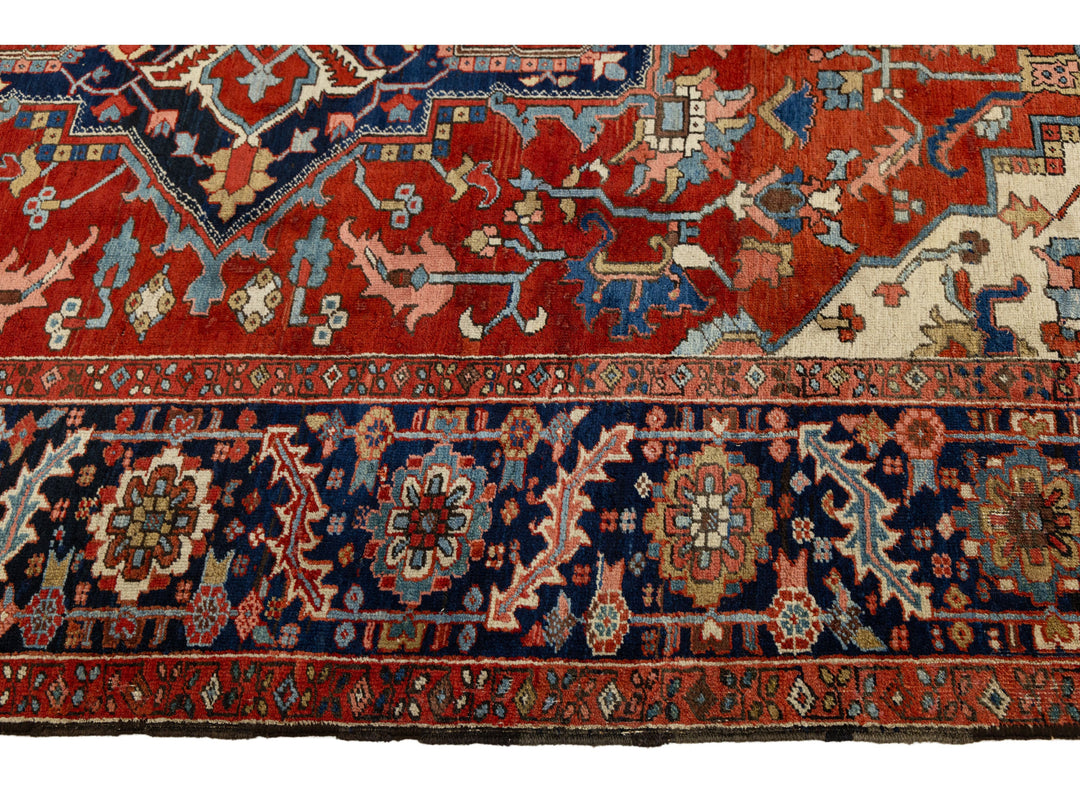 Antique Persian Serapi Wool Rug 9 X 14