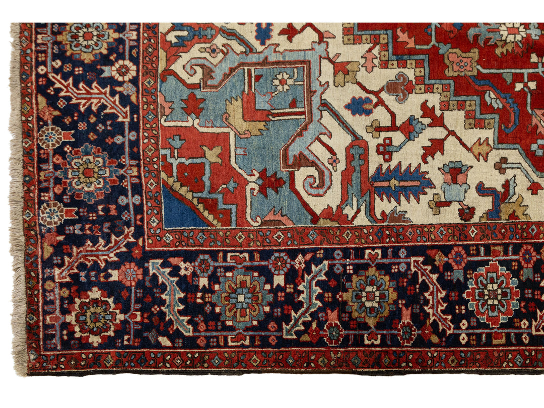 Antique Persian Serapi Wool Rug 9 X 14