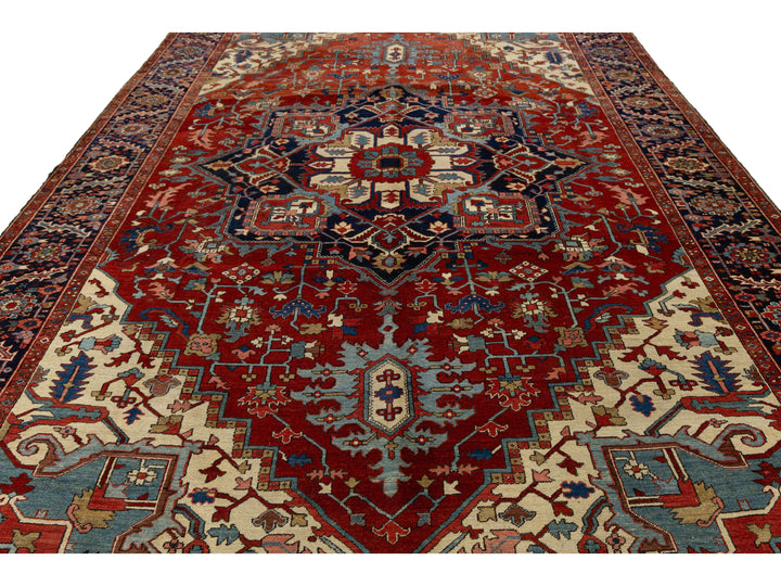 Antique Persian Serapi Wool Rug 9 X 14