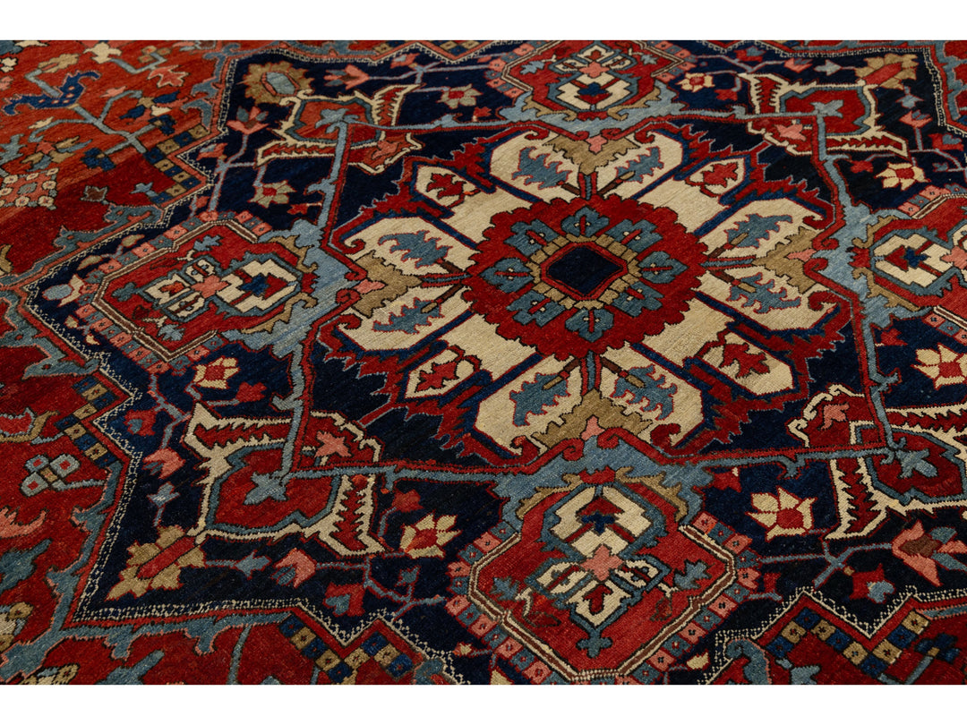 Antique Persian Serapi Wool Rug 9 X 14