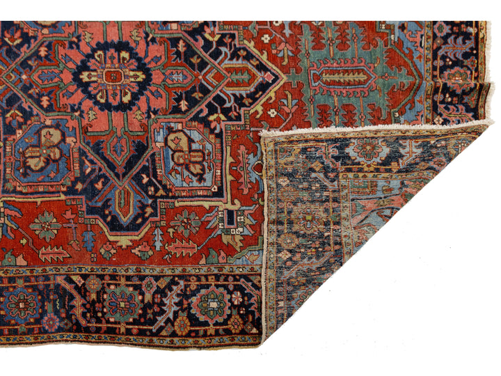 Antique Heriz Wool Rug 8 X 11