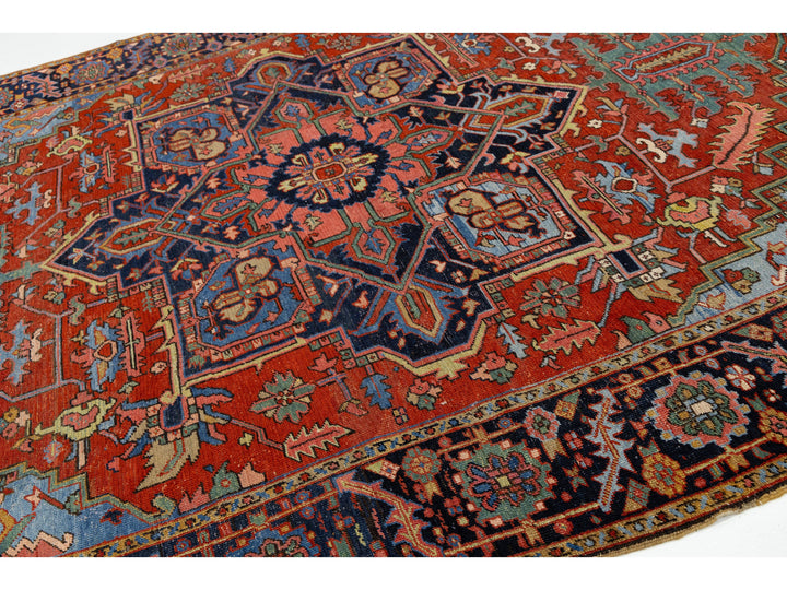 Antique Heriz Wool Rug 8 X 11