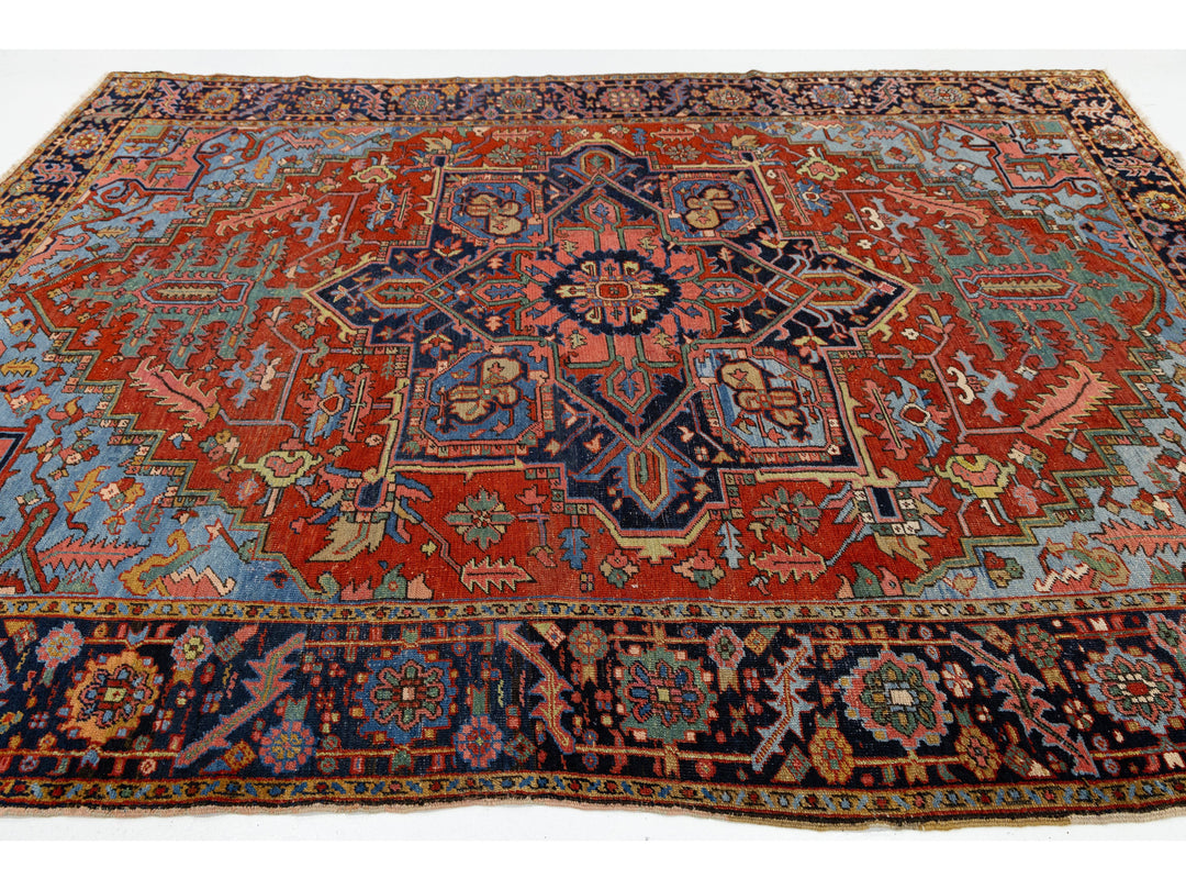 Antique Heriz Wool Rug 8 X 11