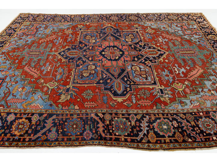 Antique Heriz Wool Rug 8 X 11