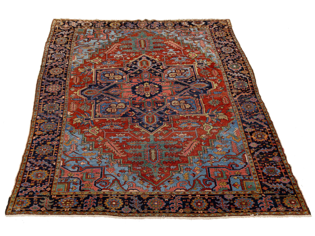 Antique Heriz Wool Rug 8 X 11