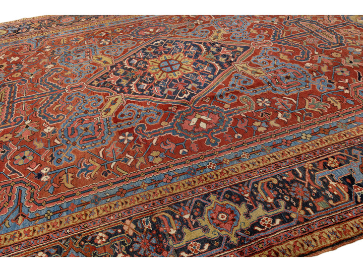 Antique Persian Heriz Wool Rug 11 X 18