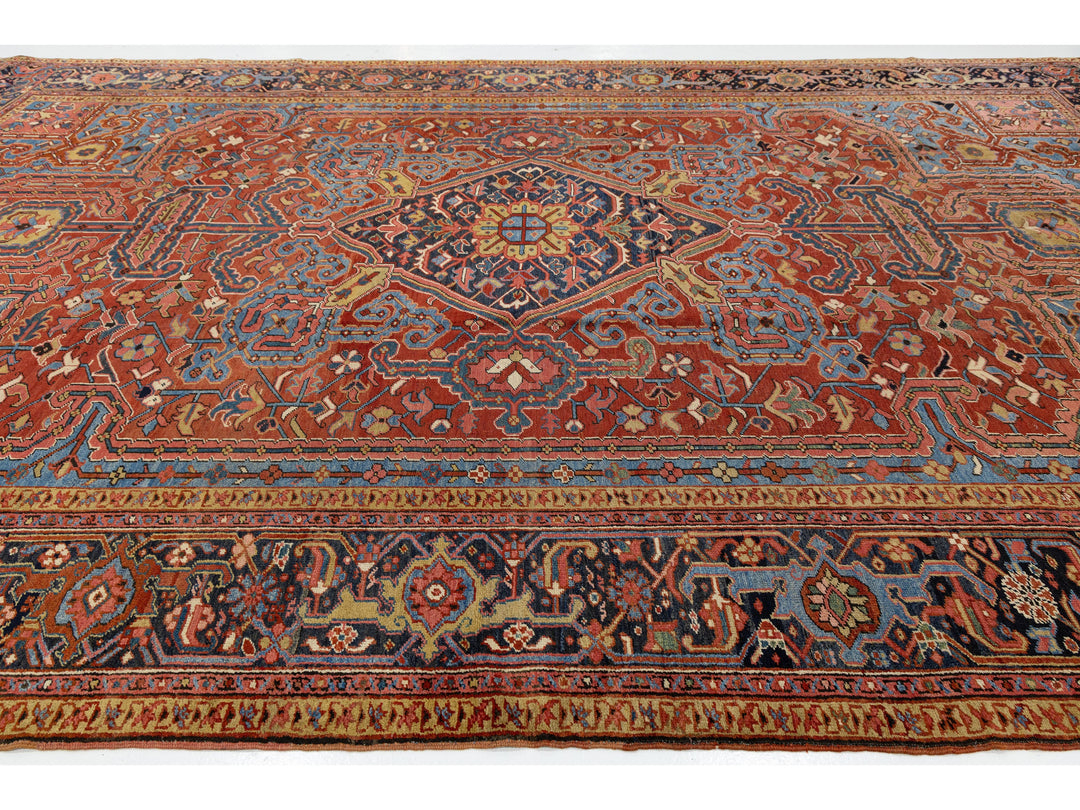 Antique Persian Heriz Wool Rug 11 X 18