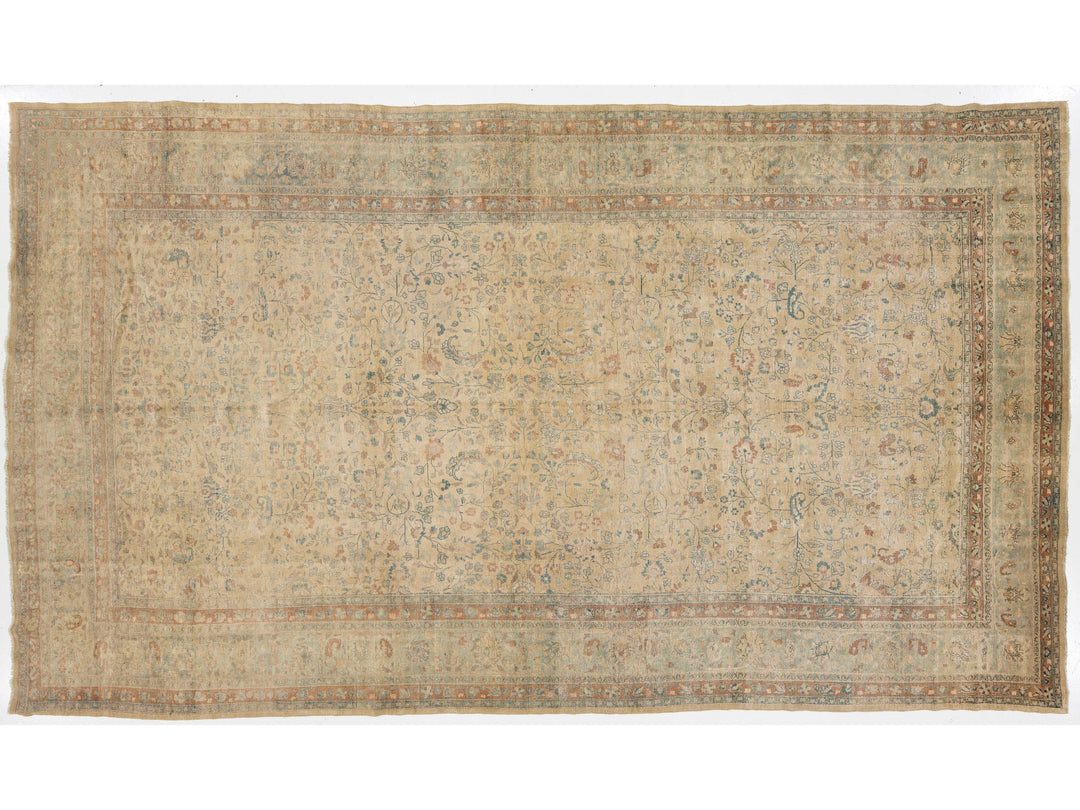 Antique Persian Mashad Wool Rug 10 X 17