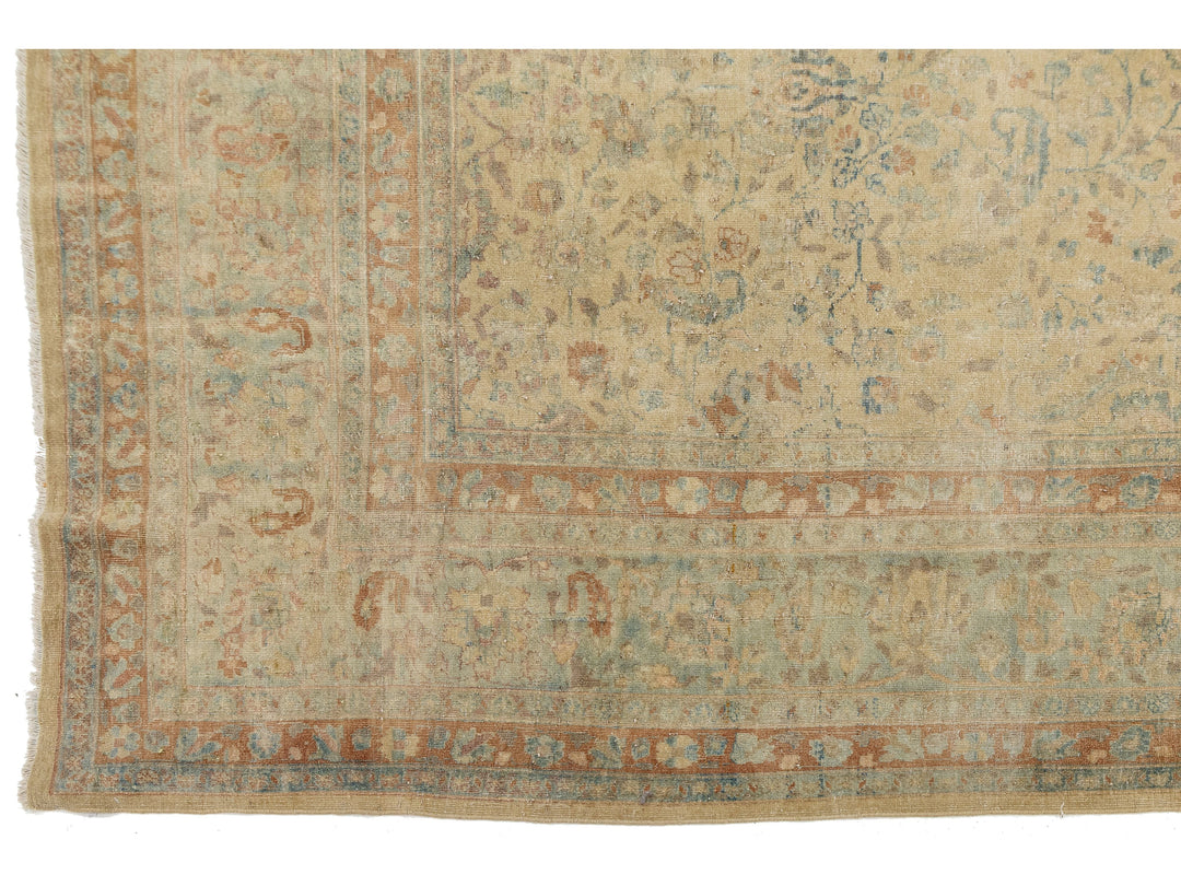 Antique Persian Mashad Wool Rug 10 X 17