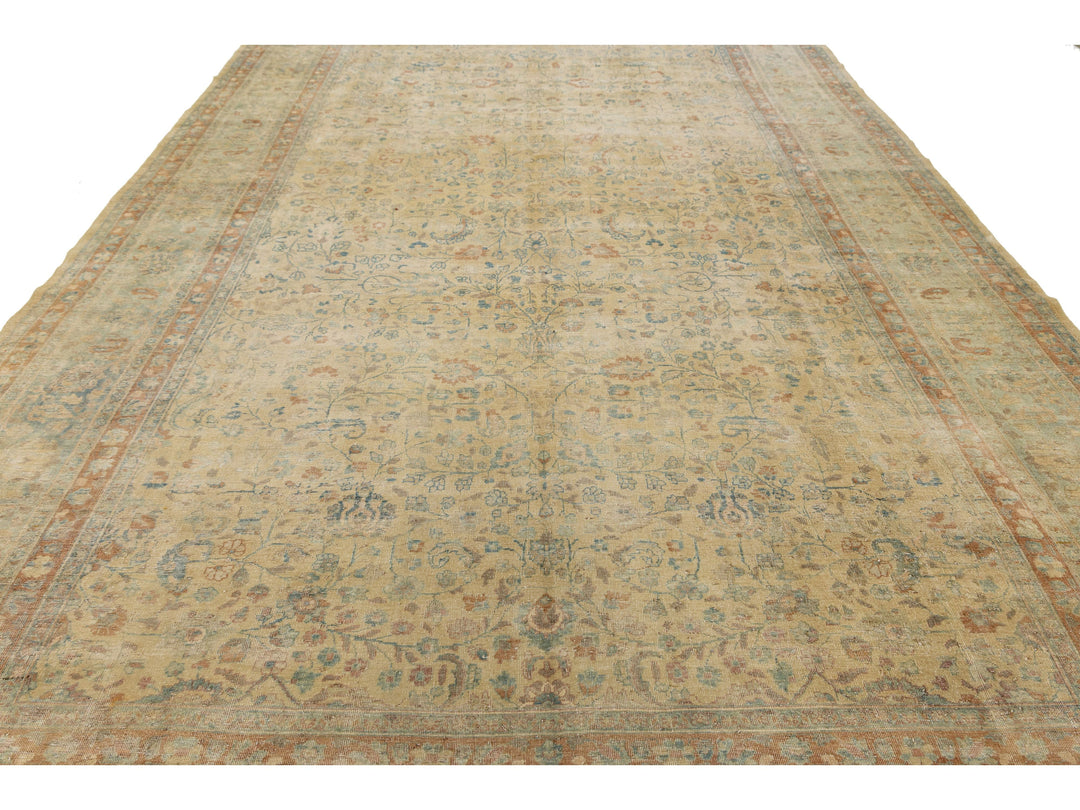 Antique Persian Mashad Wool Rug 10 X 17