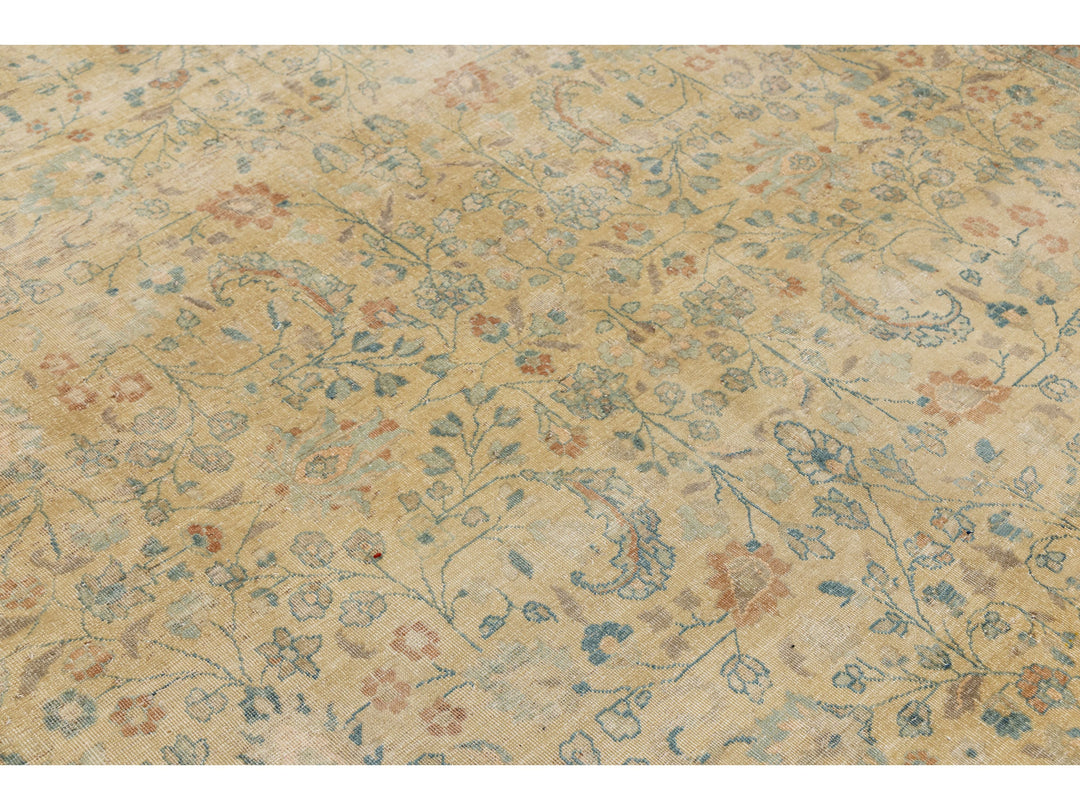 Antique Persian Mashad Wool Rug 10 X 17