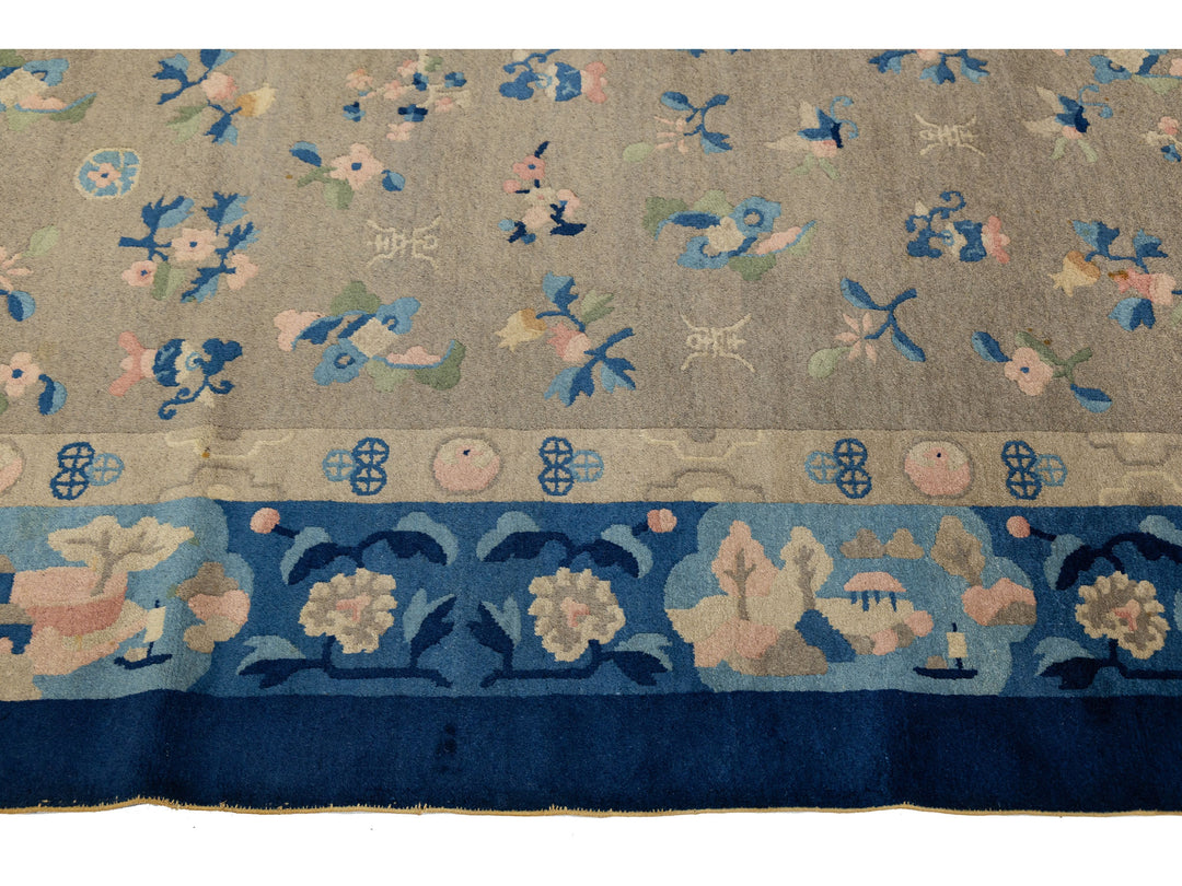 Antique Peking Chinese Wool Rug 7 X 10