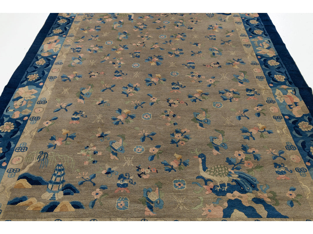 Antique Peking Chinese Wool Rug 7 X 10
