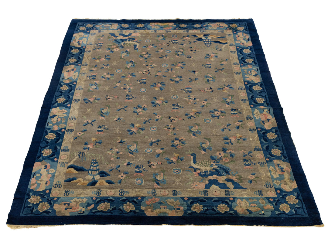 Antique Peking Chinese Wool Rug 7 X 10