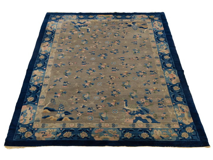 Antique Peking Chinese Wool Rug 7 X 10