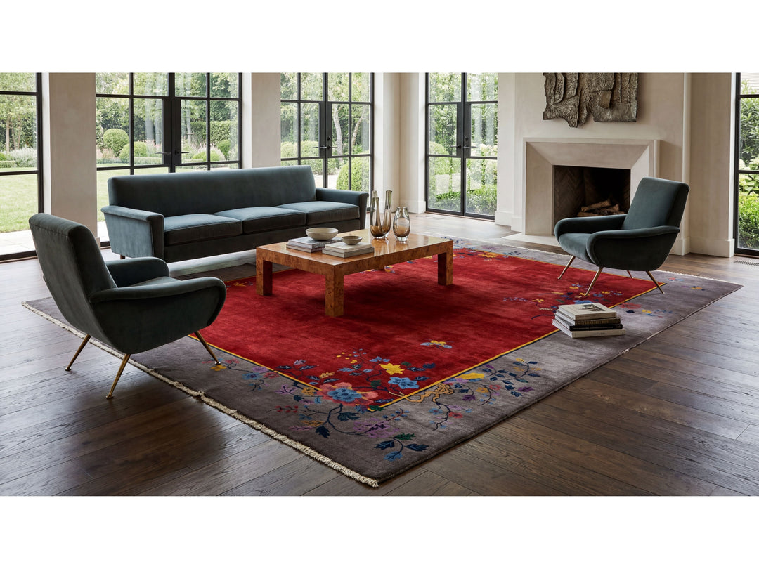 Antique Art Deco Chinese Rug 9 X 12