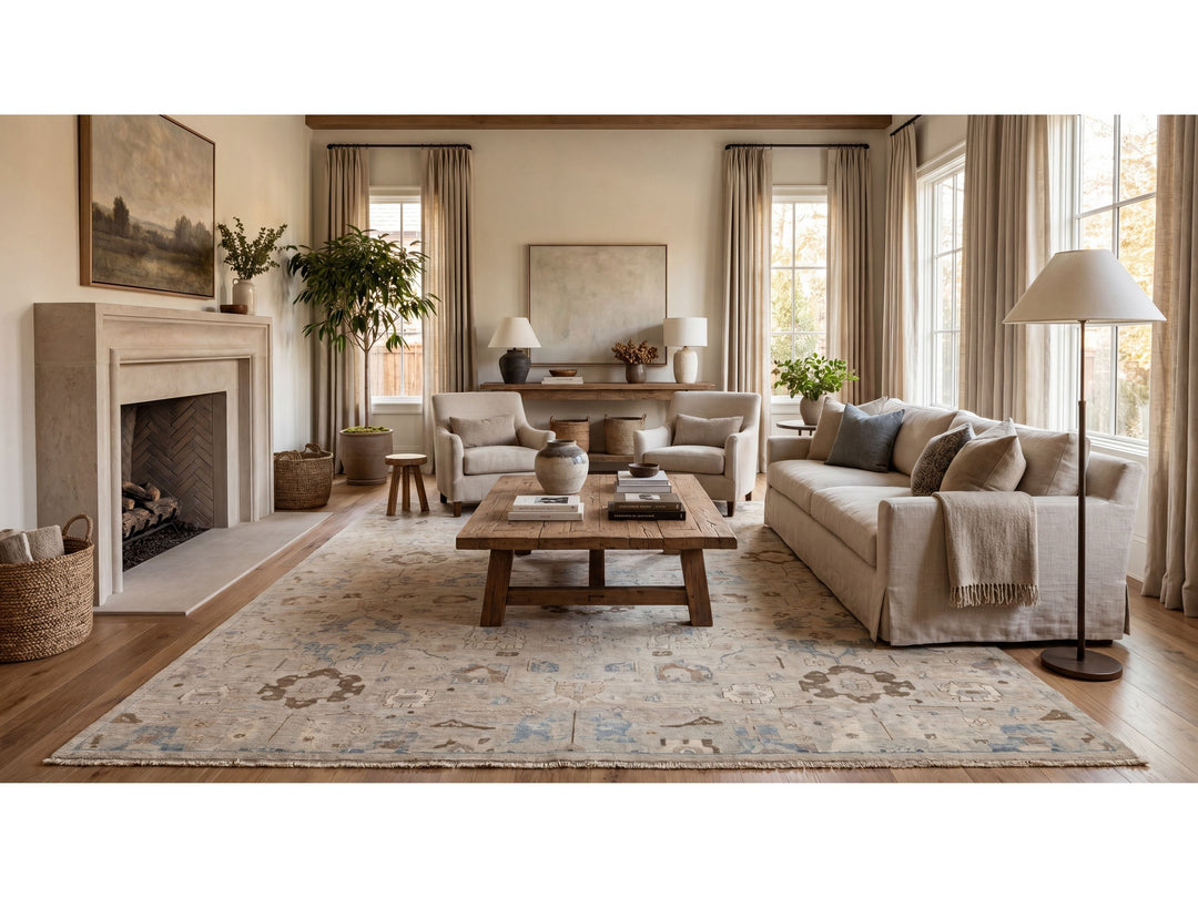 Modern Oushak Wool Rug 10 X 14