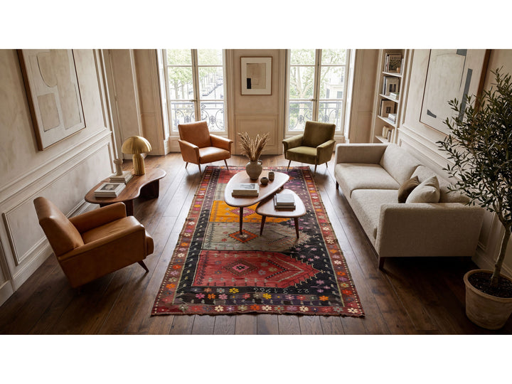 Mid Century Turkish Kilim Wool Rug 5 X 11
