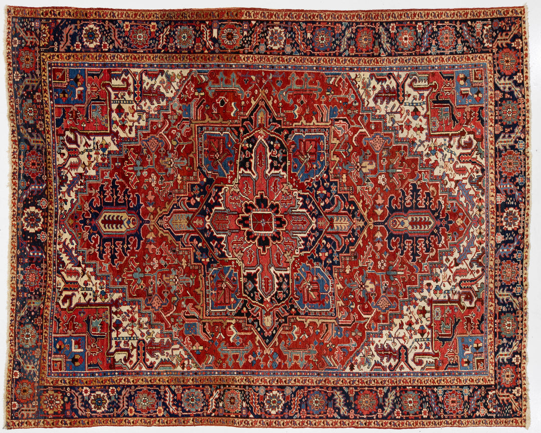 Antique Heriz Wool Rug 10 X 12
