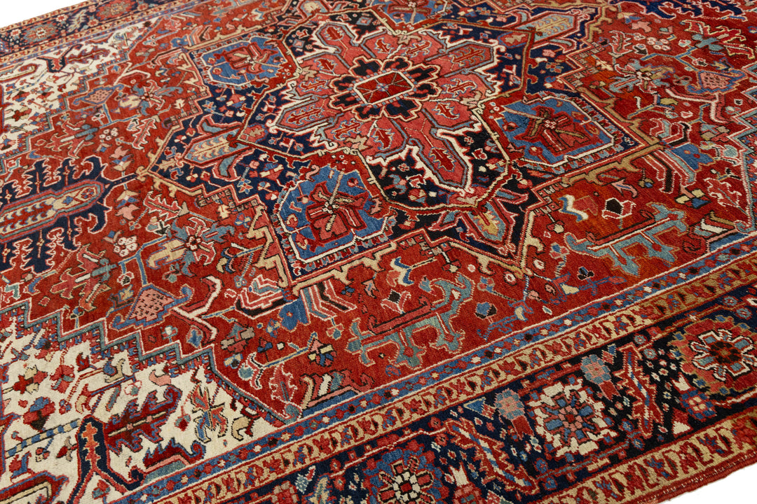 Antique Heriz Wool Rug 10 X 12
