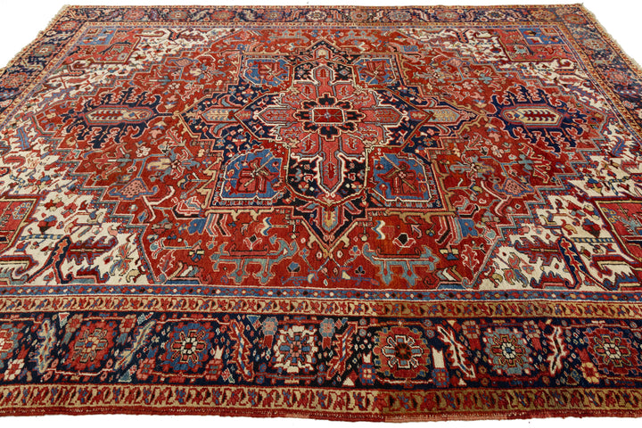 Antique Heriz Wool Rug 10 X 12