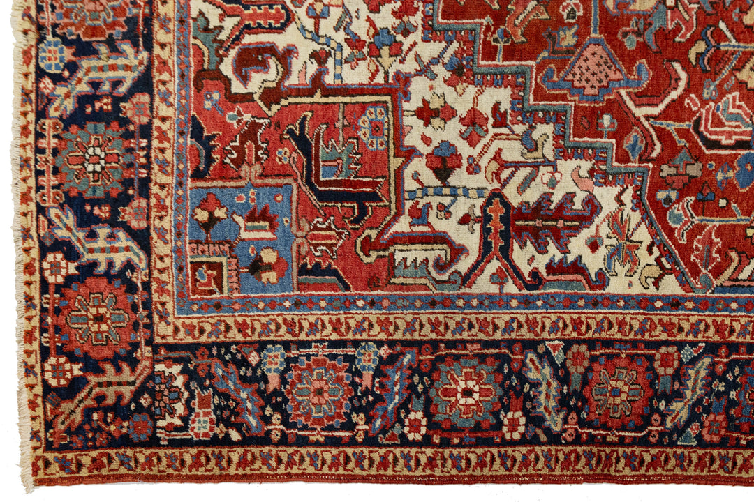 Antique Heriz Wool Rug 10 X 12